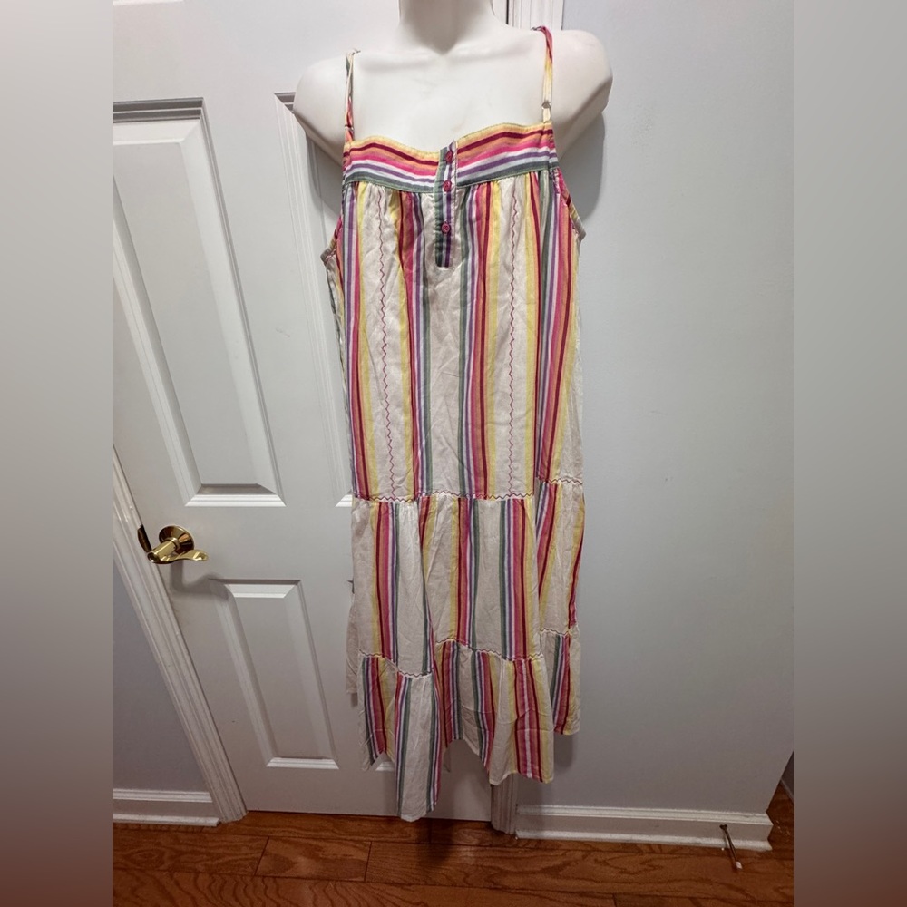 Striped Multicolor spaghetti strap Midi Dress size medium